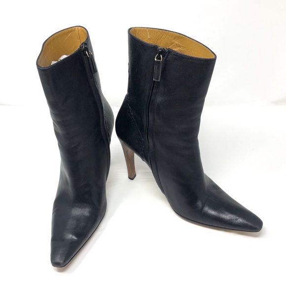 GUCCI black leather booties, made Italy, size 9 - Picture 6 of 15